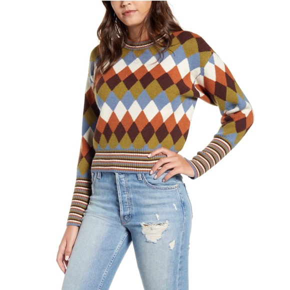 J.O.A. Sweaters - J.O.A. | Argyle Crop Sweater